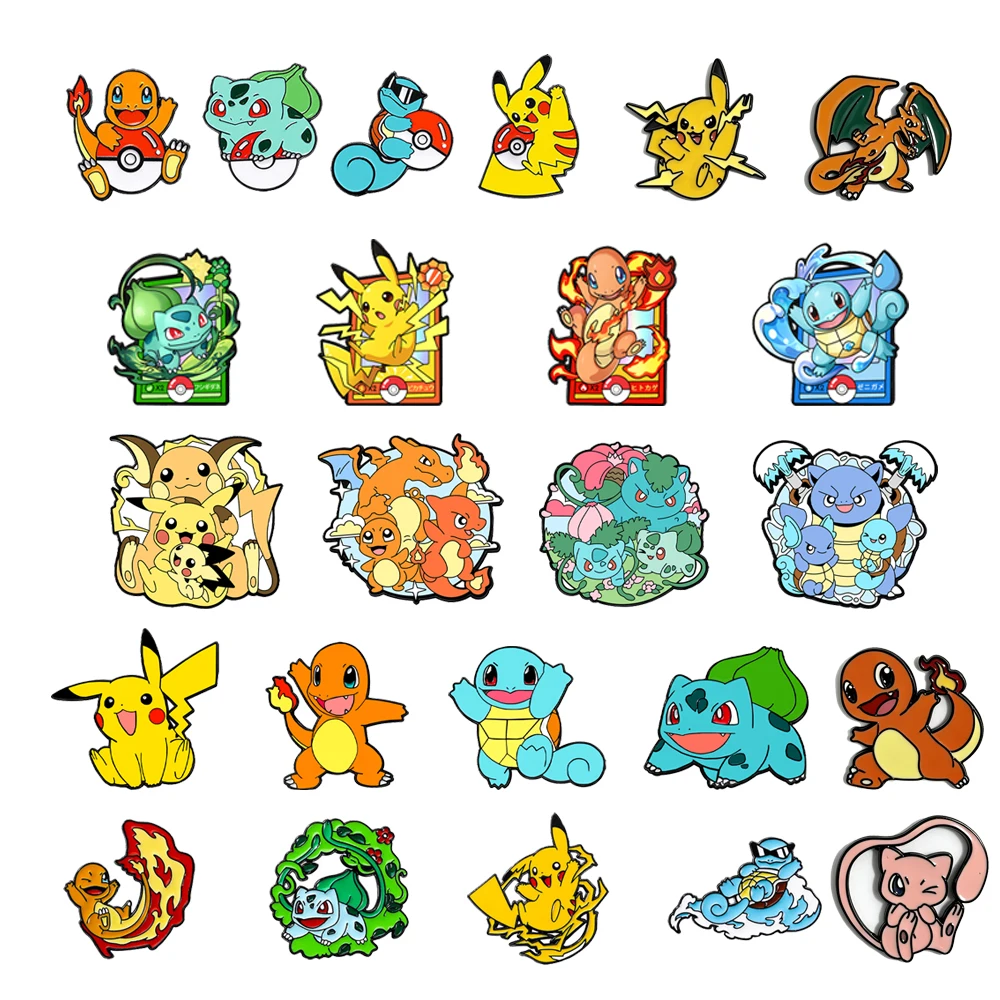 Ensemble de 8 épingles en émail Pokémon, dessin animé japonais, Pikaqiu Mewtwo, épingles de collection pour sacs à dos, cadeaux pour fans et amis