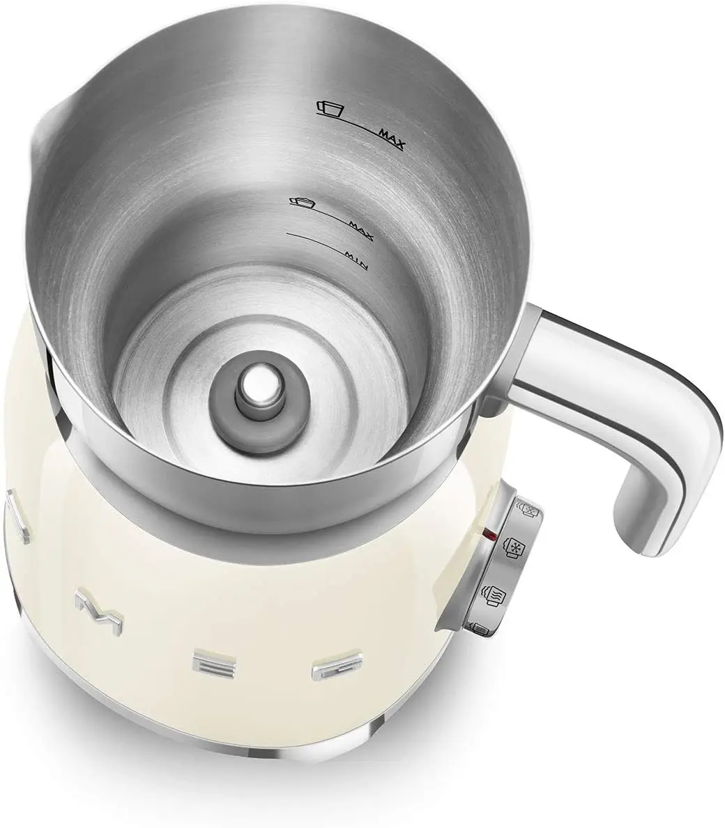 Batedor de leite estilo SMEG Retro 50 com 2 discos 6 programas predefinidos Espuma quente ou fria e aquecimento por indução (creme)