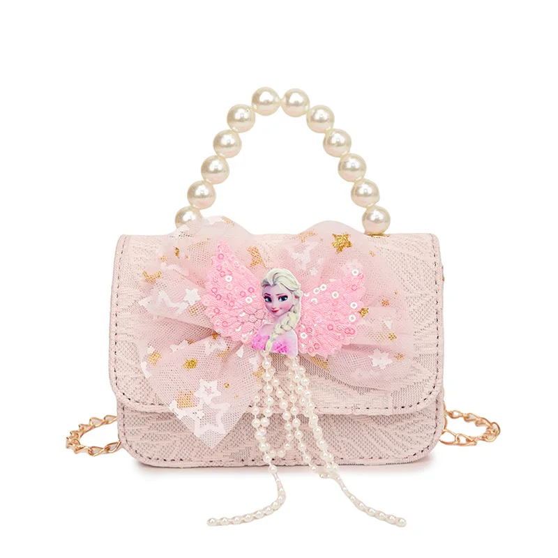 

Disney Frozen Elsa Princess Girls Pearl Shoulder Bag Adjustable Strap Crossbody Purse for School Party Casual Outing
