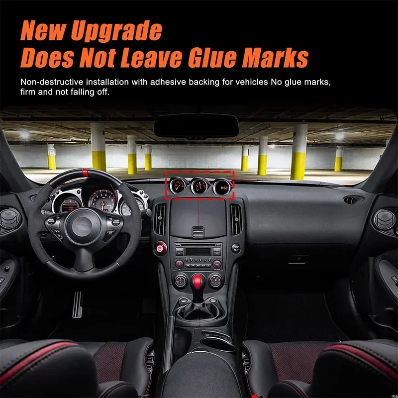 For Nissan 370Z Z34 2009-2020 ABS Carbon Fiber Car Dashboard Clock Watch Decorative Ring Cover Sticker Car Accessories 3Pcs
