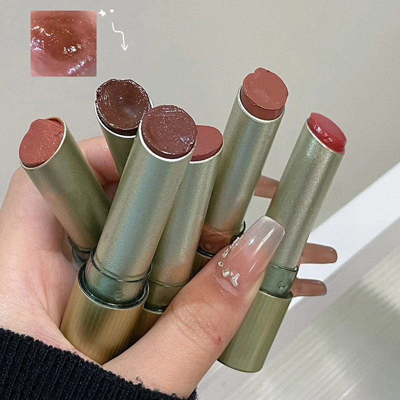 HERORANGE Jelly Lipstick Mirror Lipgloss Chocolate Brown Moisturizing Smoky Lipsticks Non-stick Cup Not Lip Tint Makeup