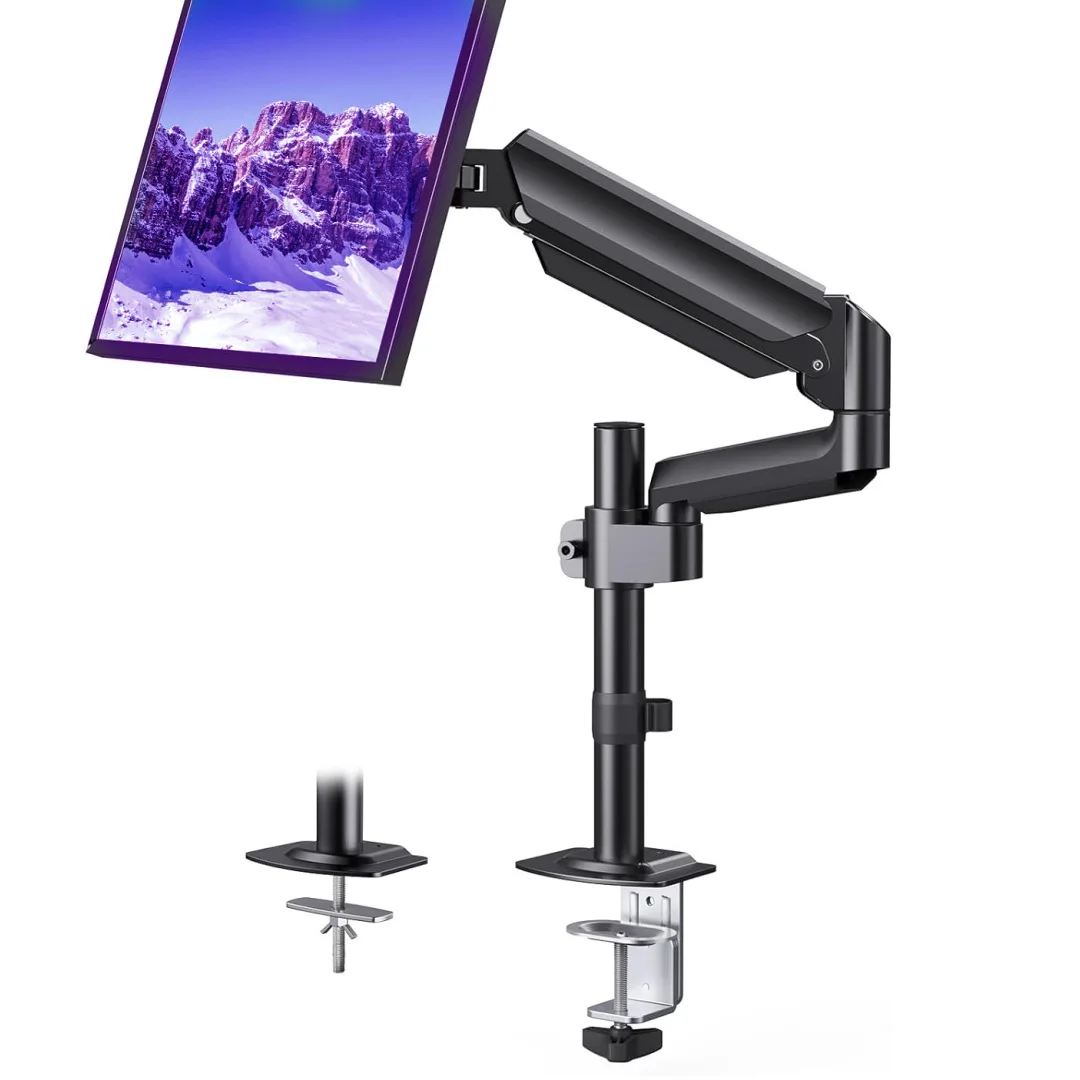 Single Arm Gas Spring Monitor Stand Model-Ma Fits Inch Holds Up To Lbs Kg Vesa X Height Adjustable Swivel Tilt Aluminum