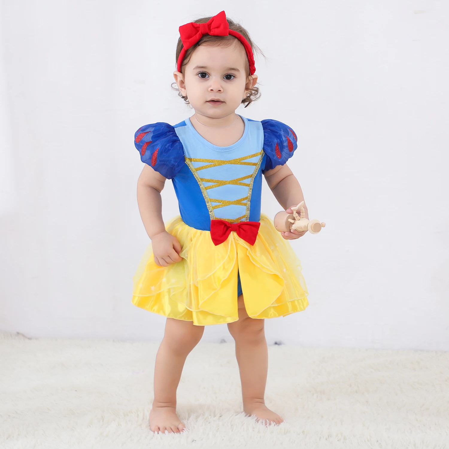 Umorden Baby Girls Elsa Anna Snow White Princess Dress Mermaid Bell Romper Costume With Headband 2pcs Set Birthday Halloween