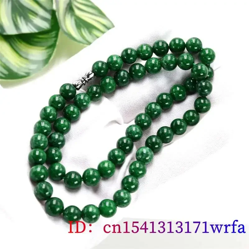 Green Real Jade Beads Necklace Gifts for Women Men Beaded Jadeite Gift Amulet Natural Jewelry Charm Fashion Energy Gemstone