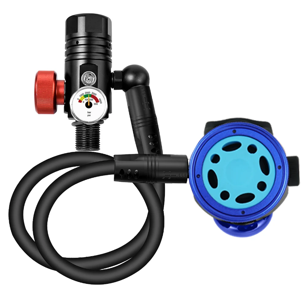 

THAISTONE M18*1.5 Scuba Tank Aluminum First-Stage Regulator -Pressure Gauge and Al-alloy Second-Stage Regulator