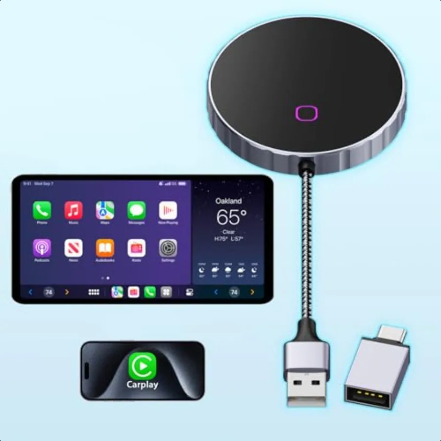 

Wirel CarPlay Adapter2024 Upgrade Apple CarPlay Wirel Adapter Convert Wired to Wirel Wirel CarPlay Dongle with Embedded Highend