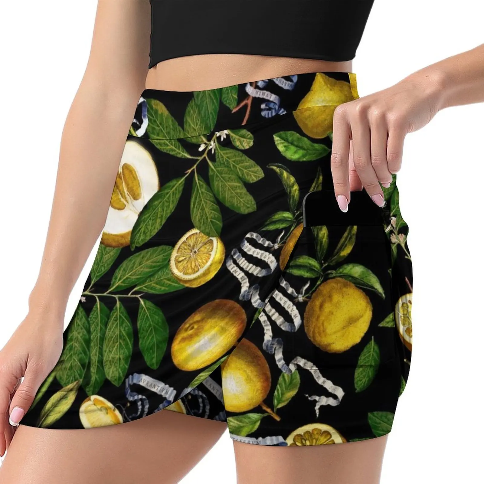 Lemon Tree - Black Mini Skirt skorts for women skirts for women 2025 Skirt satin