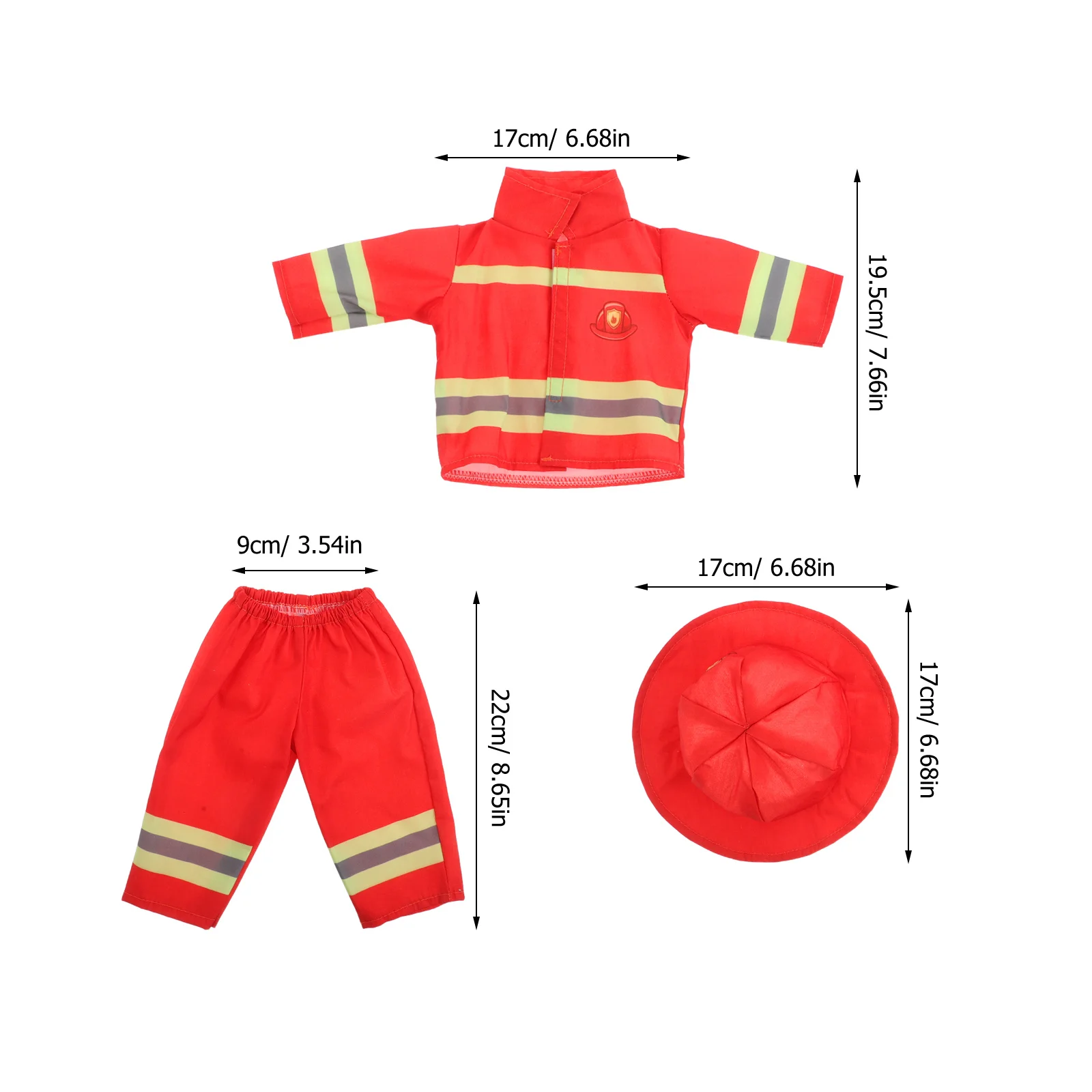 1 set Fireman Costume Set 43 Cm Firefighter Outfit With Pants For Girl Pretend Play Role Play Career Suit Halloween Party
