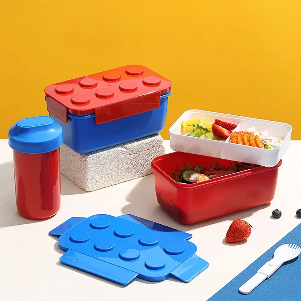 Boîte à lunch de grande capacité scellée bricolage, boîte à salade de fruits de pique-nique, blocs de construction de chauffage au micro-ondes multifonctions, boîte à bento créative