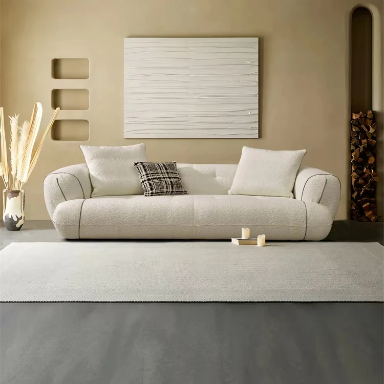 

*#g for2025 Foshan Modern 3 4 Seater Teddy Fabric Velvet Sofa White Wood Frame Couch House Furniture Teddy Sofas*