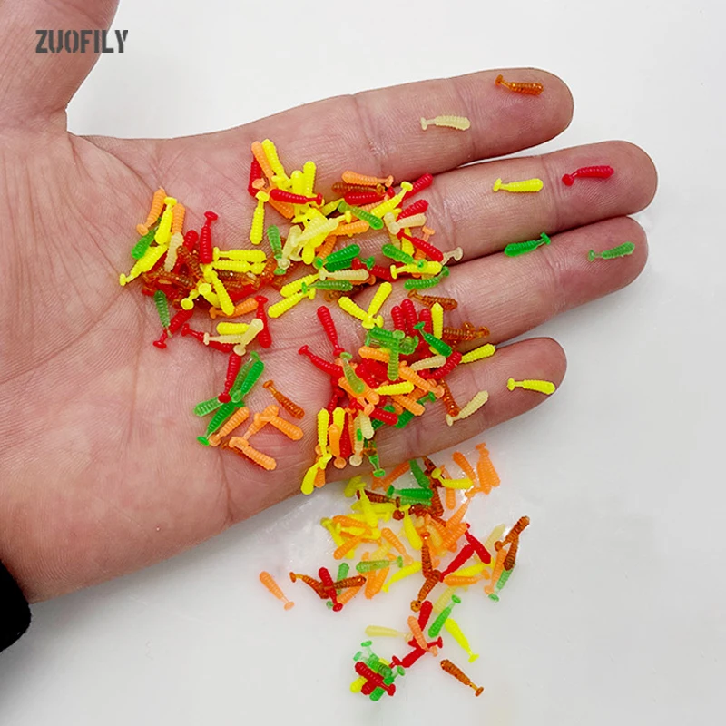 100 قطعة مايكرو سيليكون لينة إغراء 10 مللي متر 15 مللي متر الصيد اكسسوارات ل الكارب البلطي المياه العذبة الصيد الطعوم مايكرو T-الذيل لينة السحر #1