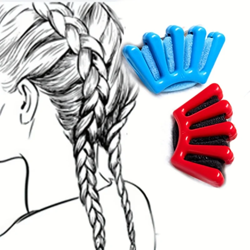 1 5-Finger Sponge Hair Braiding Tool, DIY Wave Curly Twist Styling Kit, Manual Hair Weaver Crimper for Women Girls Party Travel