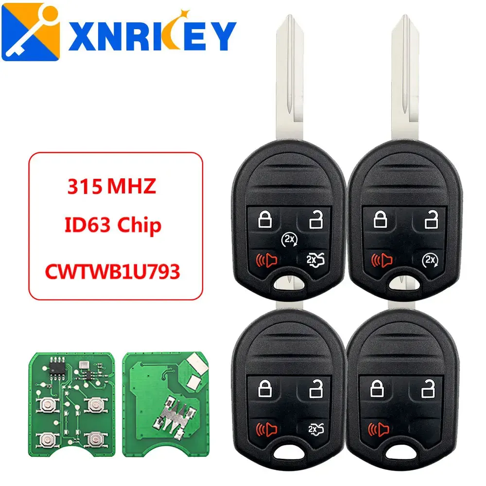 XRNKEY Remote Car Key 3/4/5 Button 315MHz 4D63 For Ford Edge Escape Expedition Explorer Flex Fusion Mustan Taurus CWTWB1U793