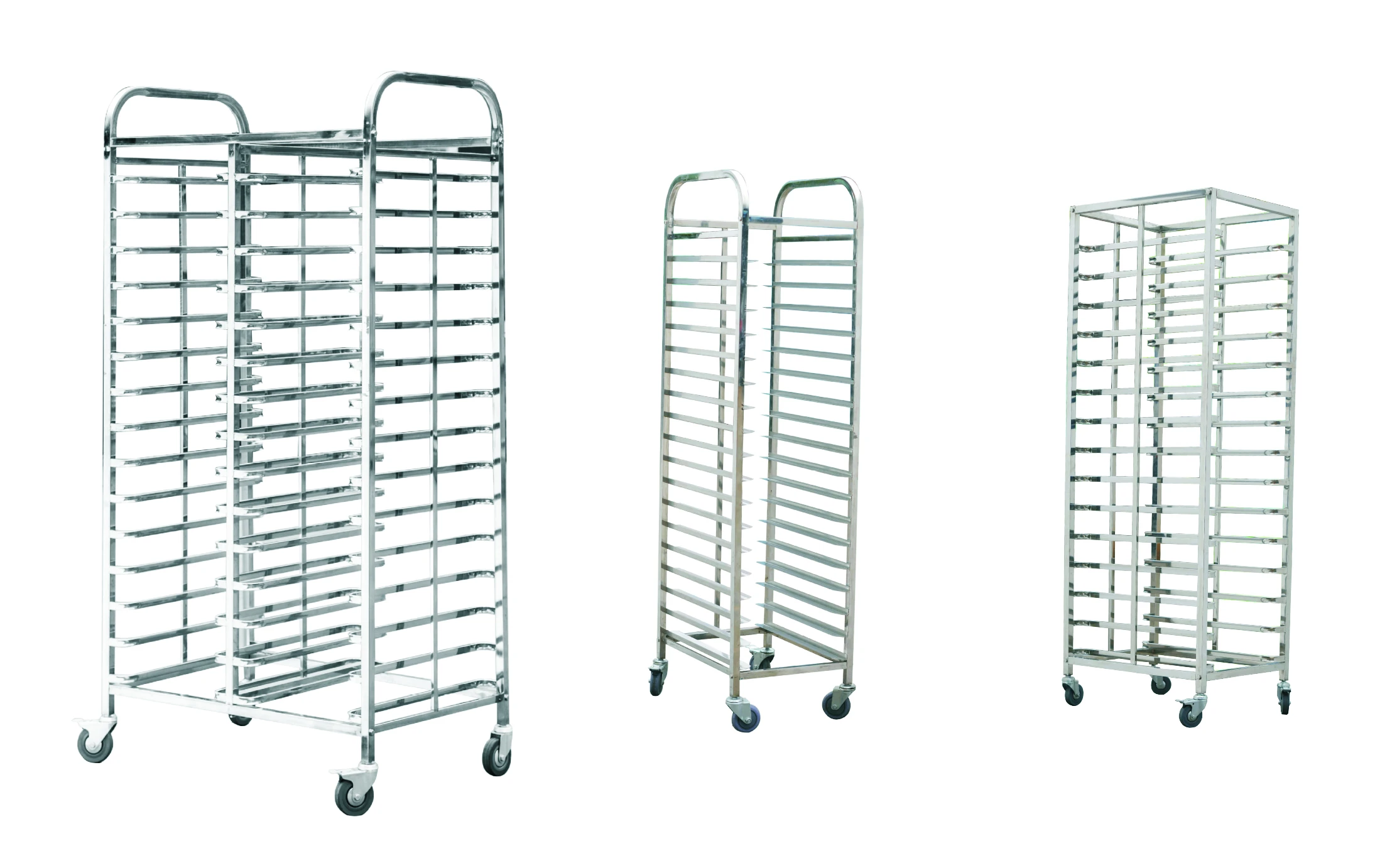 Carrello per rack per vassoi da forno per panini in acciaio inossidabile OEM per attrezzature da cucina con ruota, carrello per vassoi per forno da forno per alimenti 40 * 60