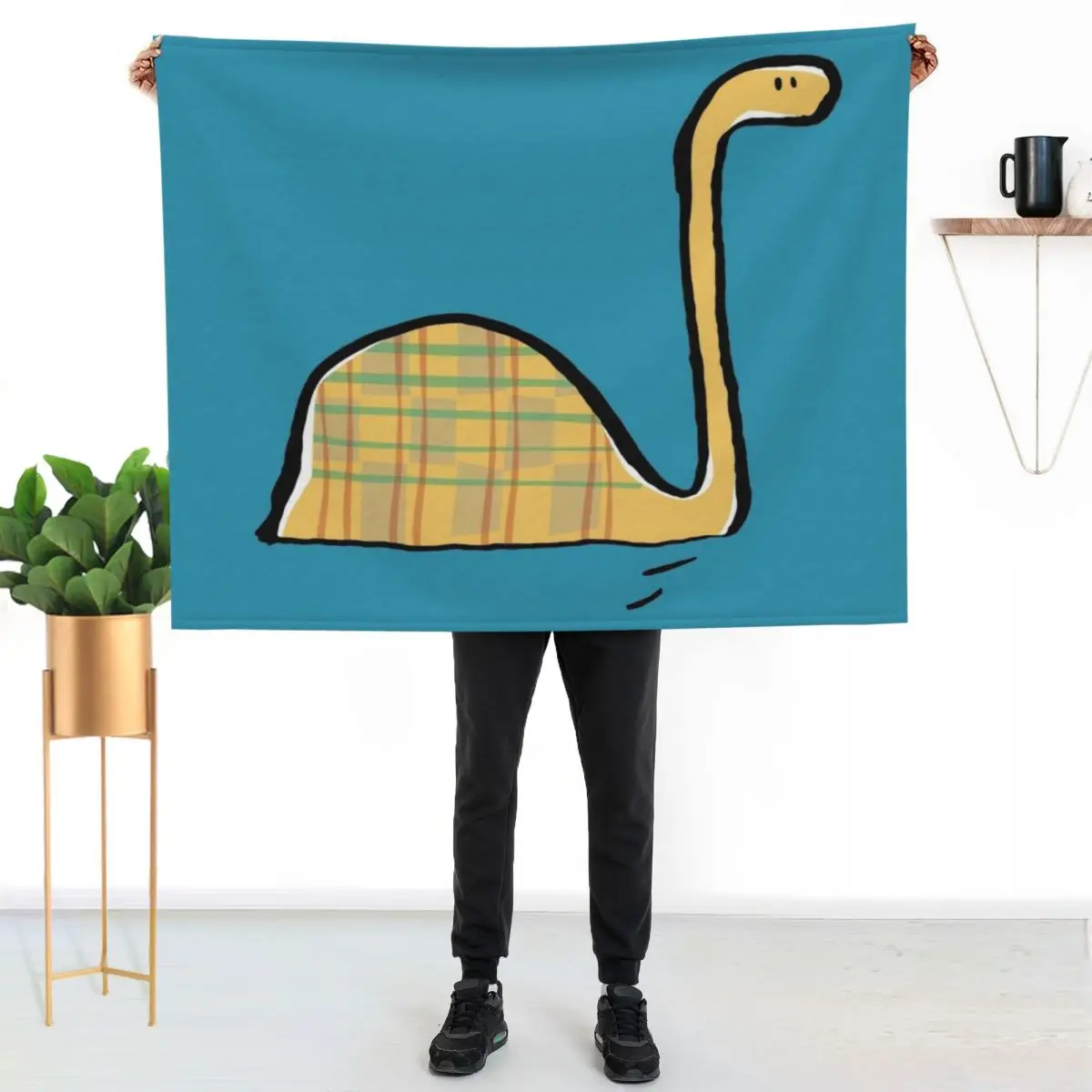 nessie Throw Blanket Beautifuls Designers Shaggy Loose Plaid on the sofa for winter Blankets