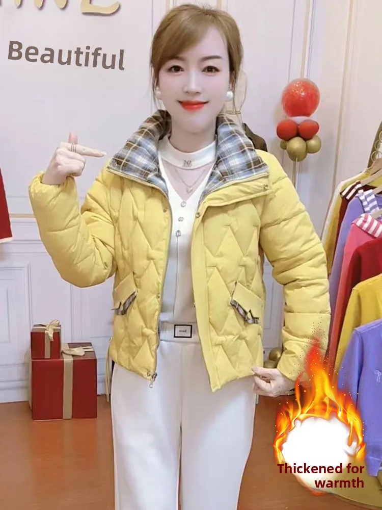 

Chic ort Thiened Fce Women's Cotton Jaet Winter Cheered Color Blo Sli Unique Little Cotton Coat Korean Sle