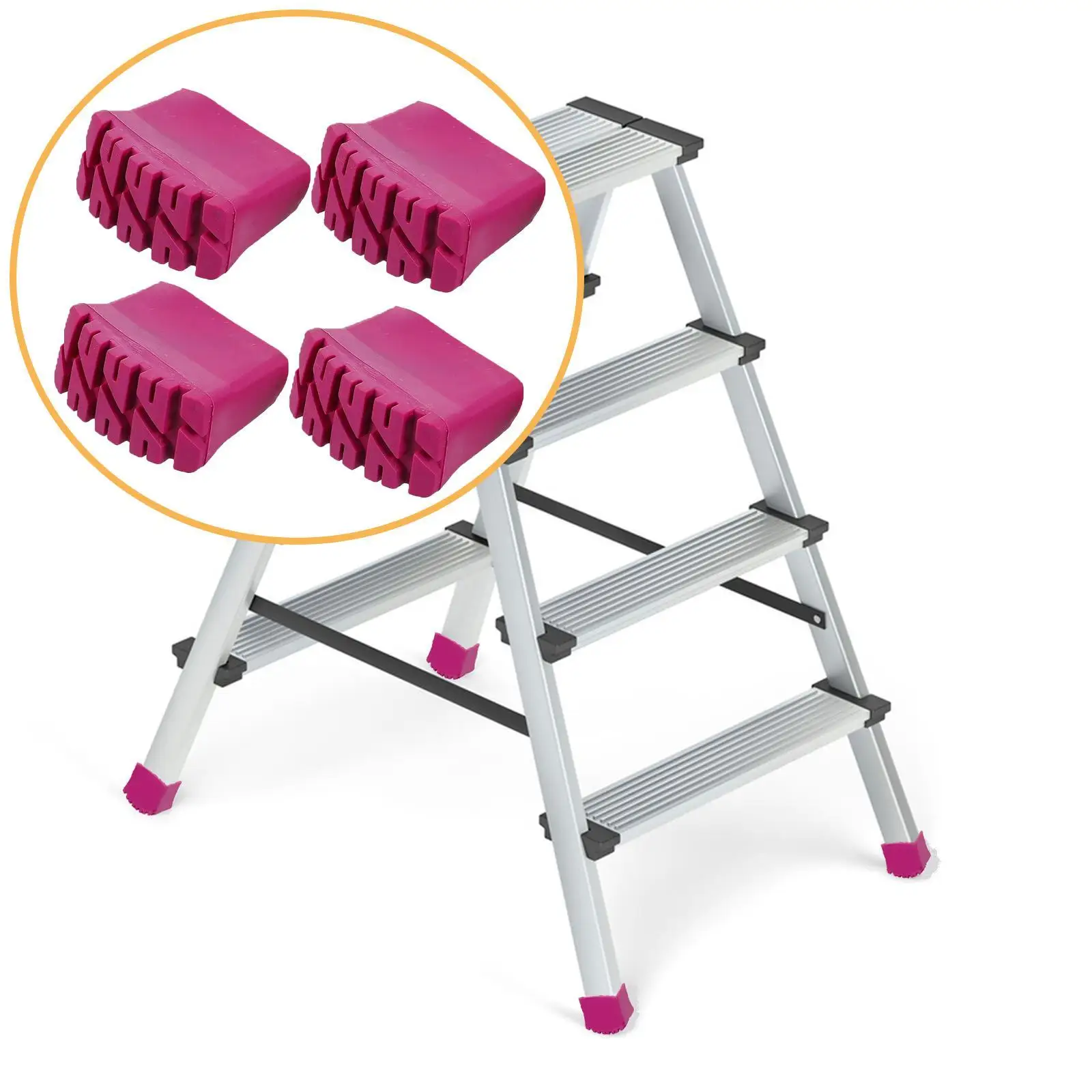

4 Pieces Step Ladder Feet Covers Easy to Install Ladder Feet Mats for Garage