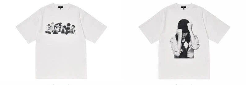Kpop Fan Vintage Black White Figure Print T Shirt Unisex Oversized Tee Kpop Fan Support Casual Cotton Short Sleeve Street Tops