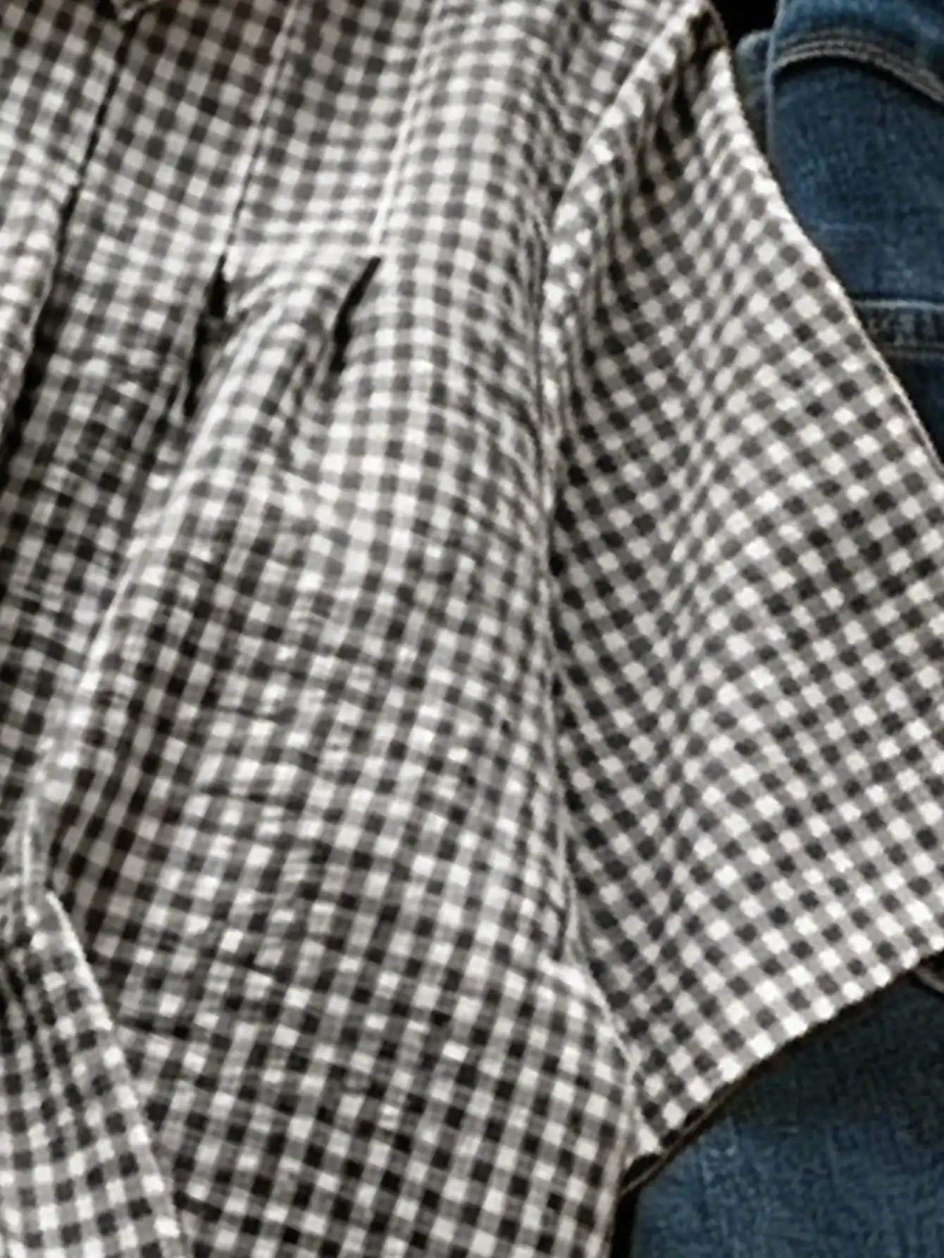 

Loose Turn-Down Collar Short Sleeve Gingham Check Women Casual Shirt