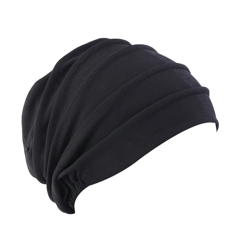 Turbante de Color sólido para mujer, gorro de algodón para el cáncer, Hijabs internos, gorro de quimio para la pérdida de cabello, gorro elástico