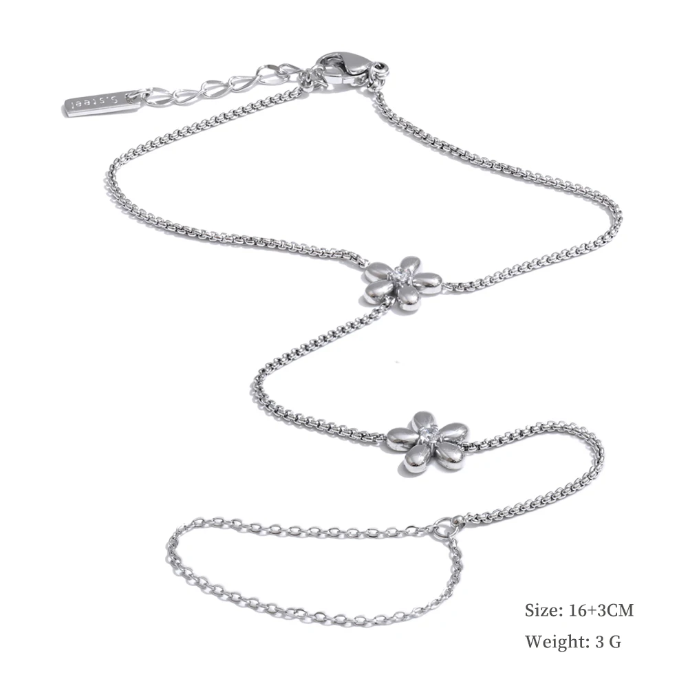 Yhpup Hot Stijl Zirconia Ronde Achterkant van de Hand Ketting Vinger Armband Roestvrij Staal Chique Mode-sieraden Groothandel 2025 Nieuw