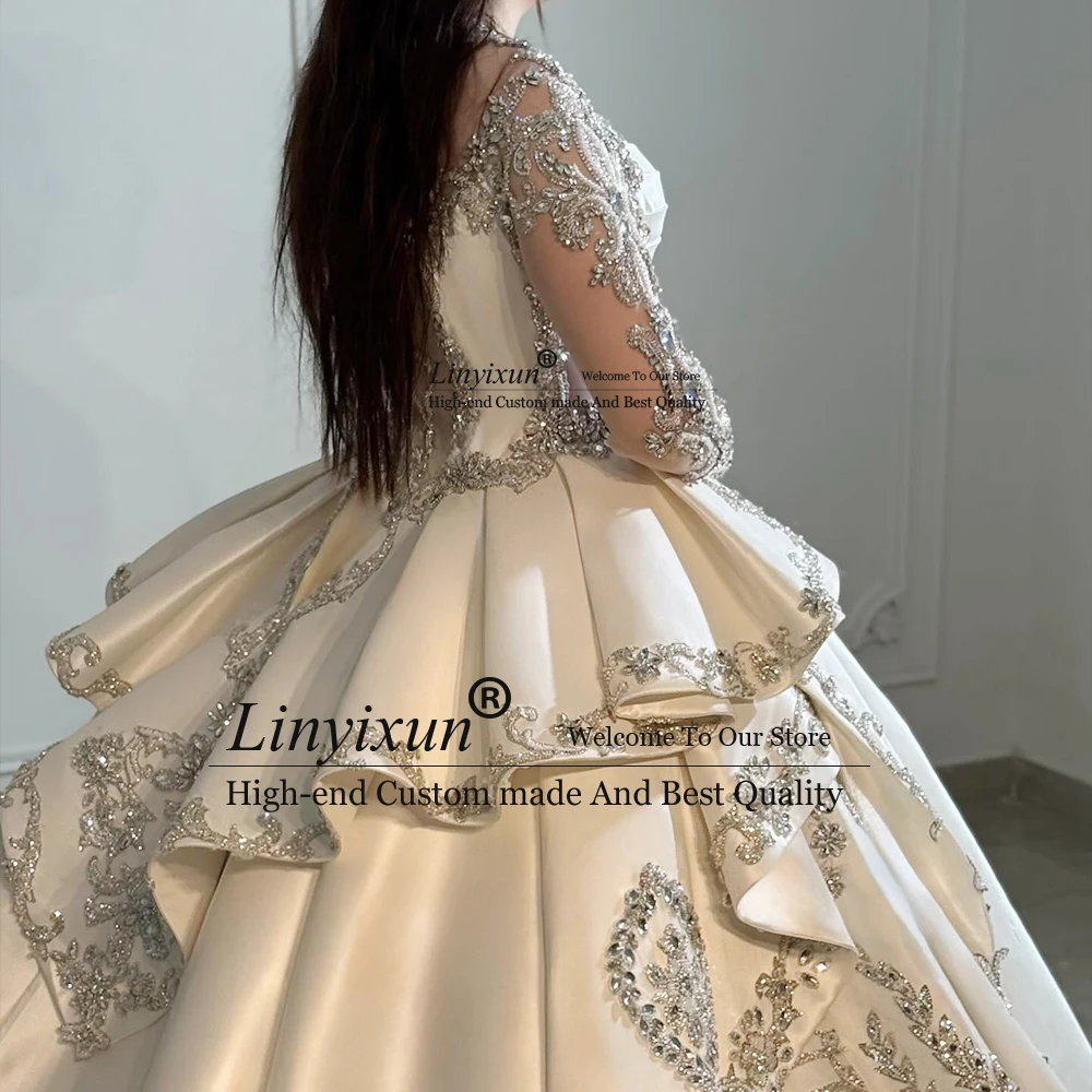 فساتين زفاف ماسية رومانسية للمرأة على شكل حرف a فساتين زفاف عروس جميلة مخصصة بأكمام كاملة hochzeitkleider damen #3