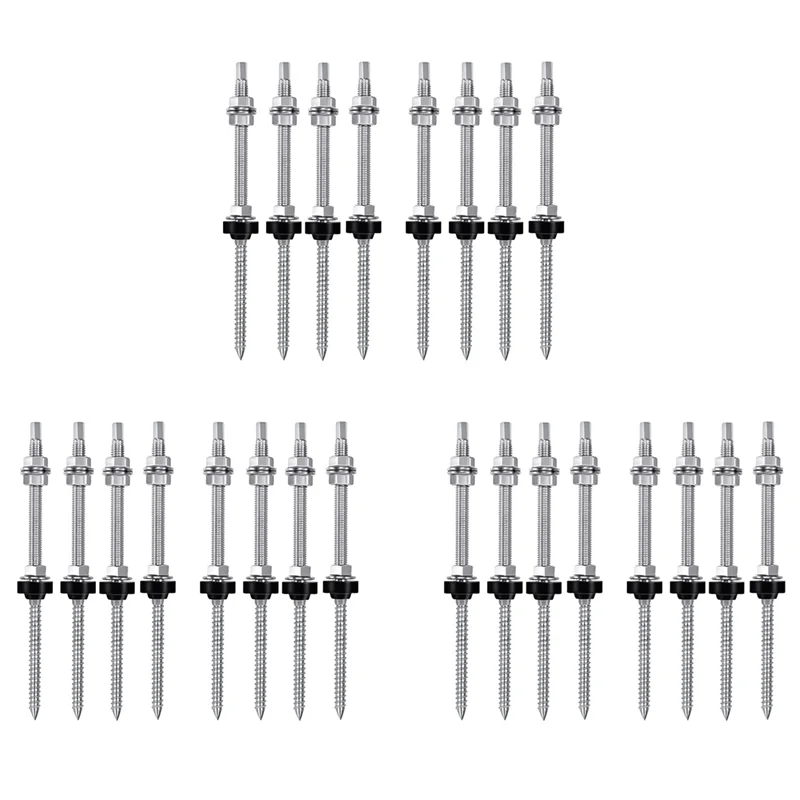 

A98E-Hanger Bolts, M10 X 200 Mm, Pre-Assembled, V2A, Height-Adjustable, For Photovoltaic Solar Mounting Roofs, 24 Pack