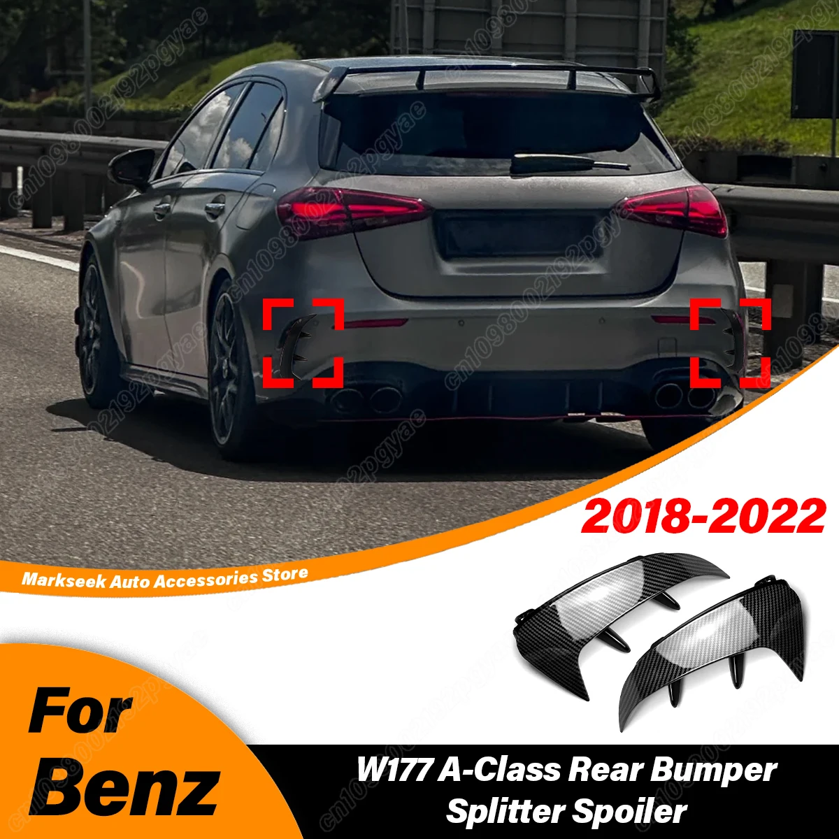 

Для Mercedes Benz W177 A-Class A200 A220 A35 2018 2019 2020 2021 2022, автомобильный задний бампер, боковой переключатель, спойлер, модификация
