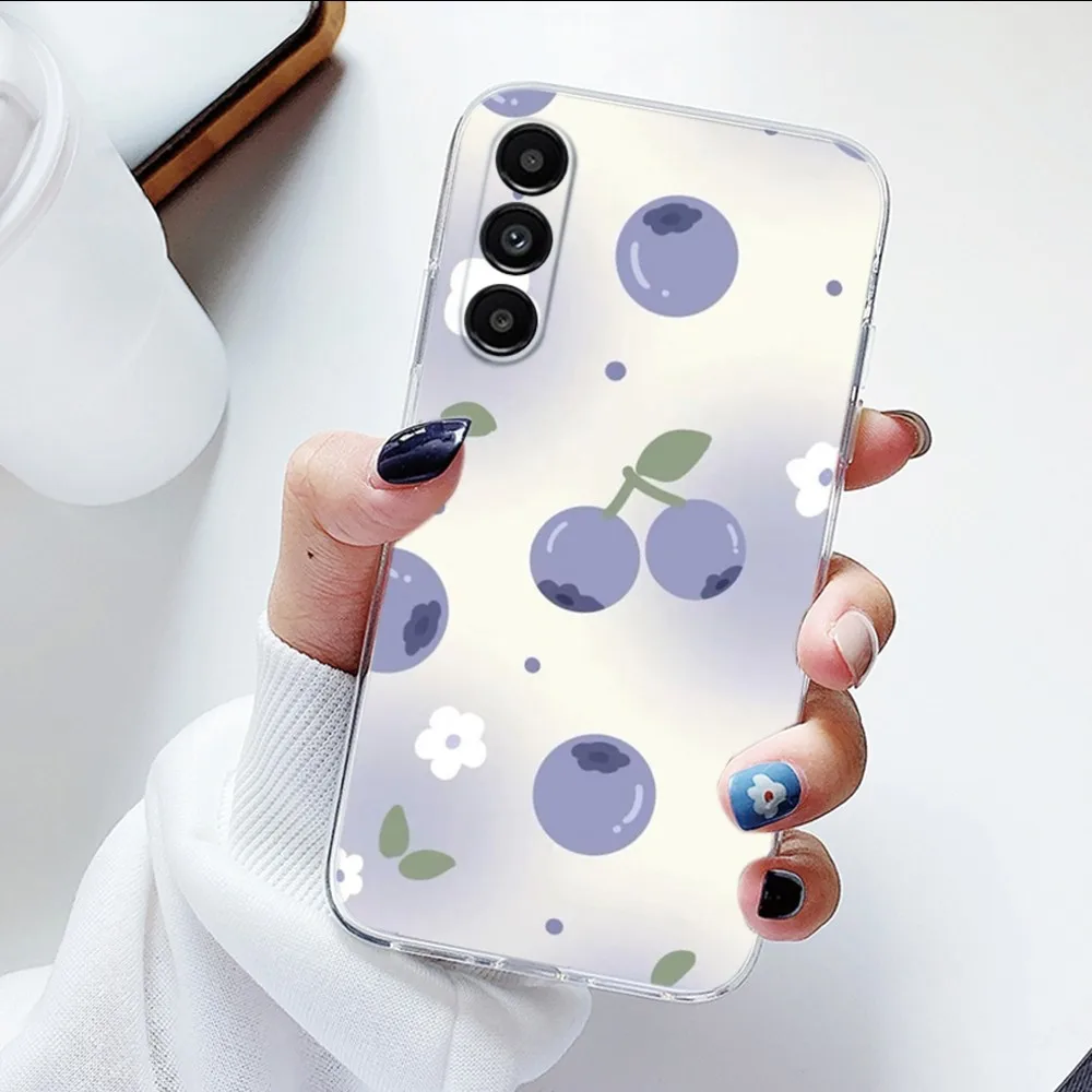 Fruit Blueberries Phone Case For Samsung Galaxy A71,70,52,51,40,31,A50,30S,21S,Note20ultra Transparent Cover