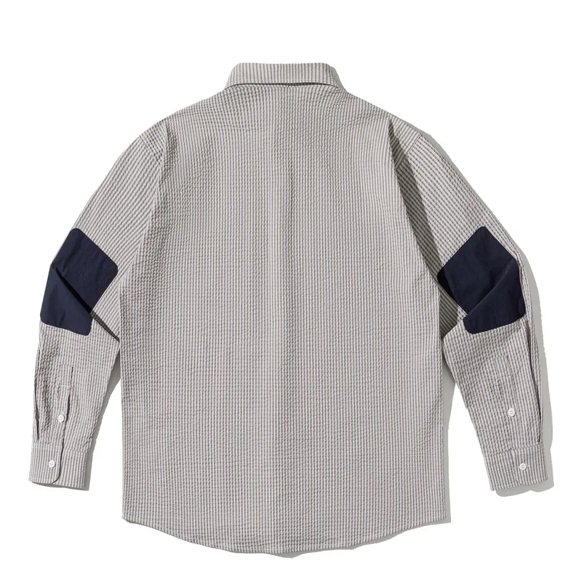 ACOMOSON Autumn Winter Retro Color-Block Striped Long-Sleeve Shirt Street Travel Holiday Unisex Loose Fit Casual Trendy Shirt