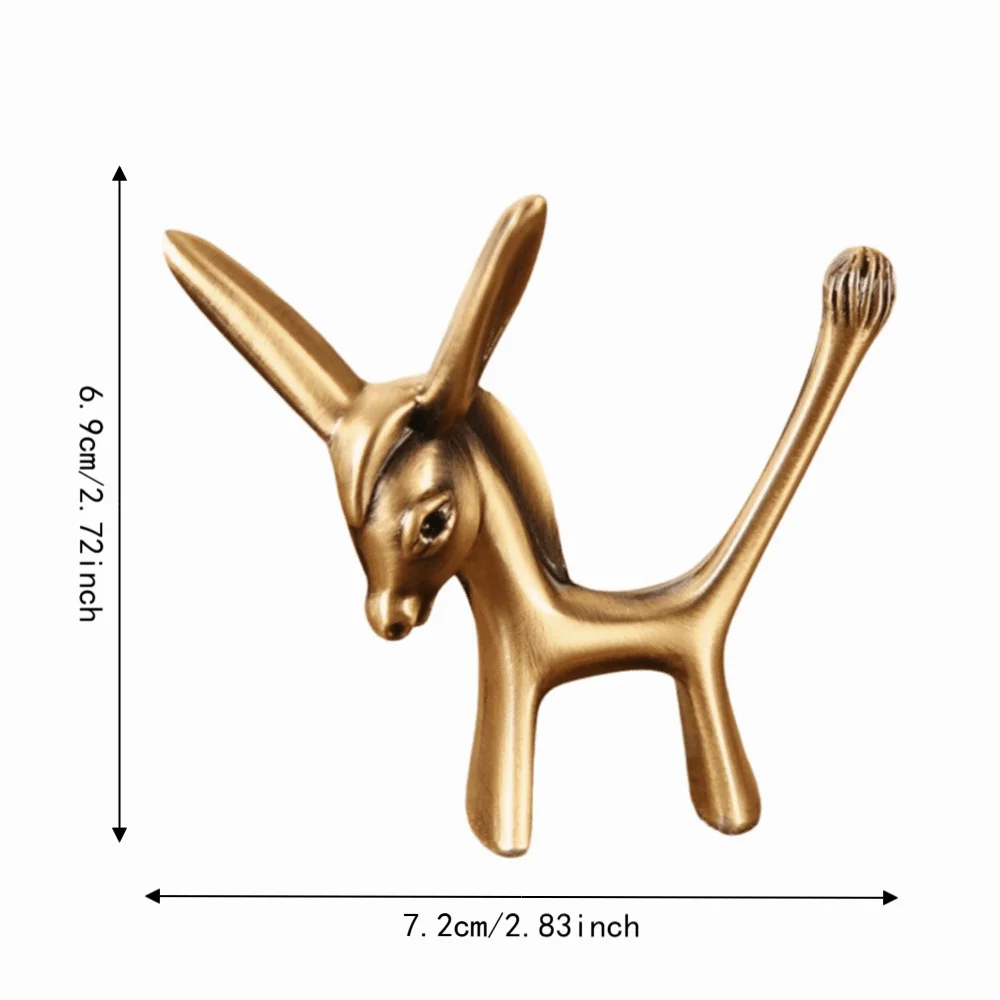 Zinc Alloy Ring Holder Statue Gold Desktop Donkey Ring Holder Animal Statue 6.9 x 7.2 cm Jewelry Organizer