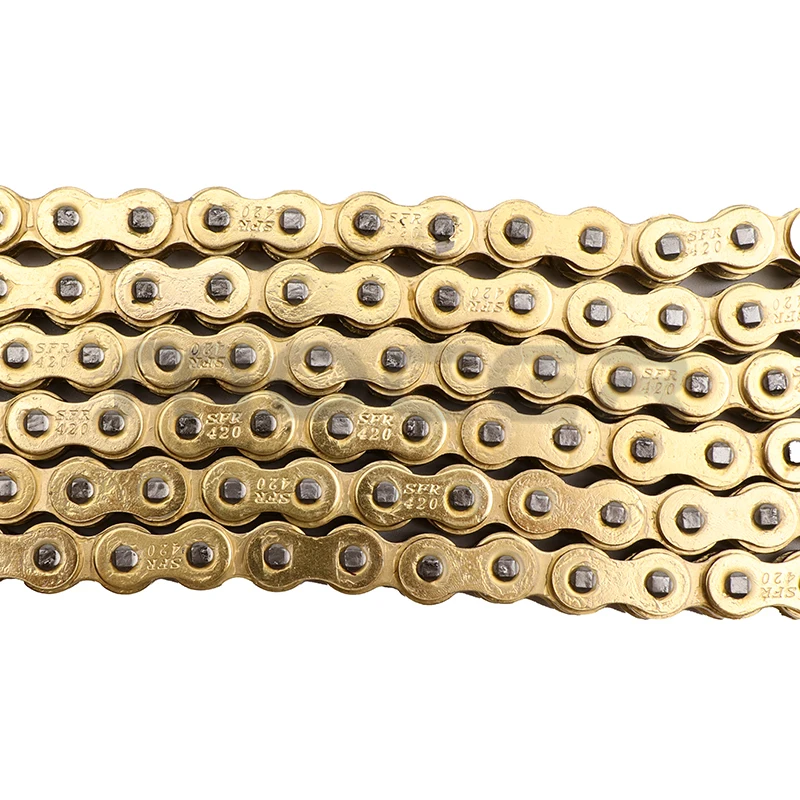 Gold 420 Chains 104L/110L Links Motorcycle Drive Chain Link For 50cc-150cc ATV Quad Pit Dirt Bike Motocross Parts