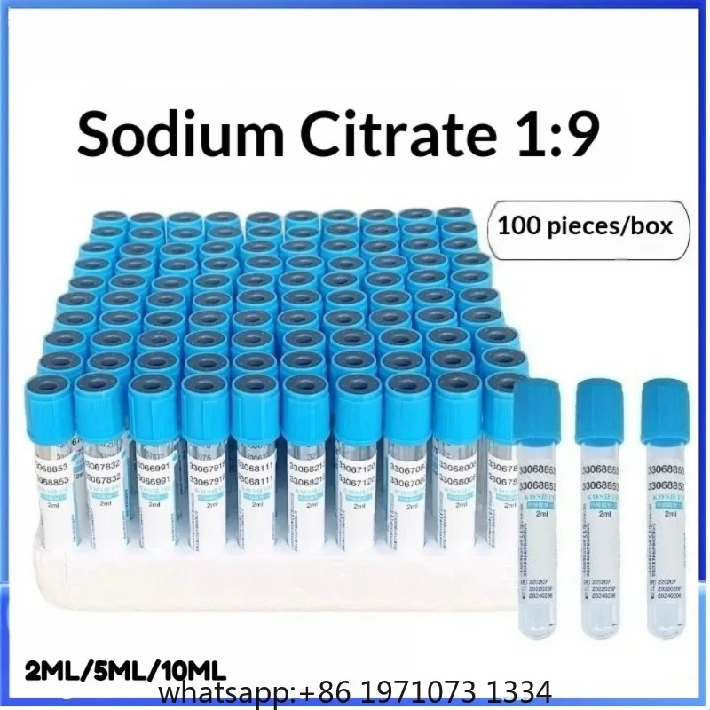 100pcs/lot Disposable Sterile Vacuum Blood Collection Tube Sodium Citrate 1:9 Laboratory Test PRP Tube Plastic Tubes Blue Top