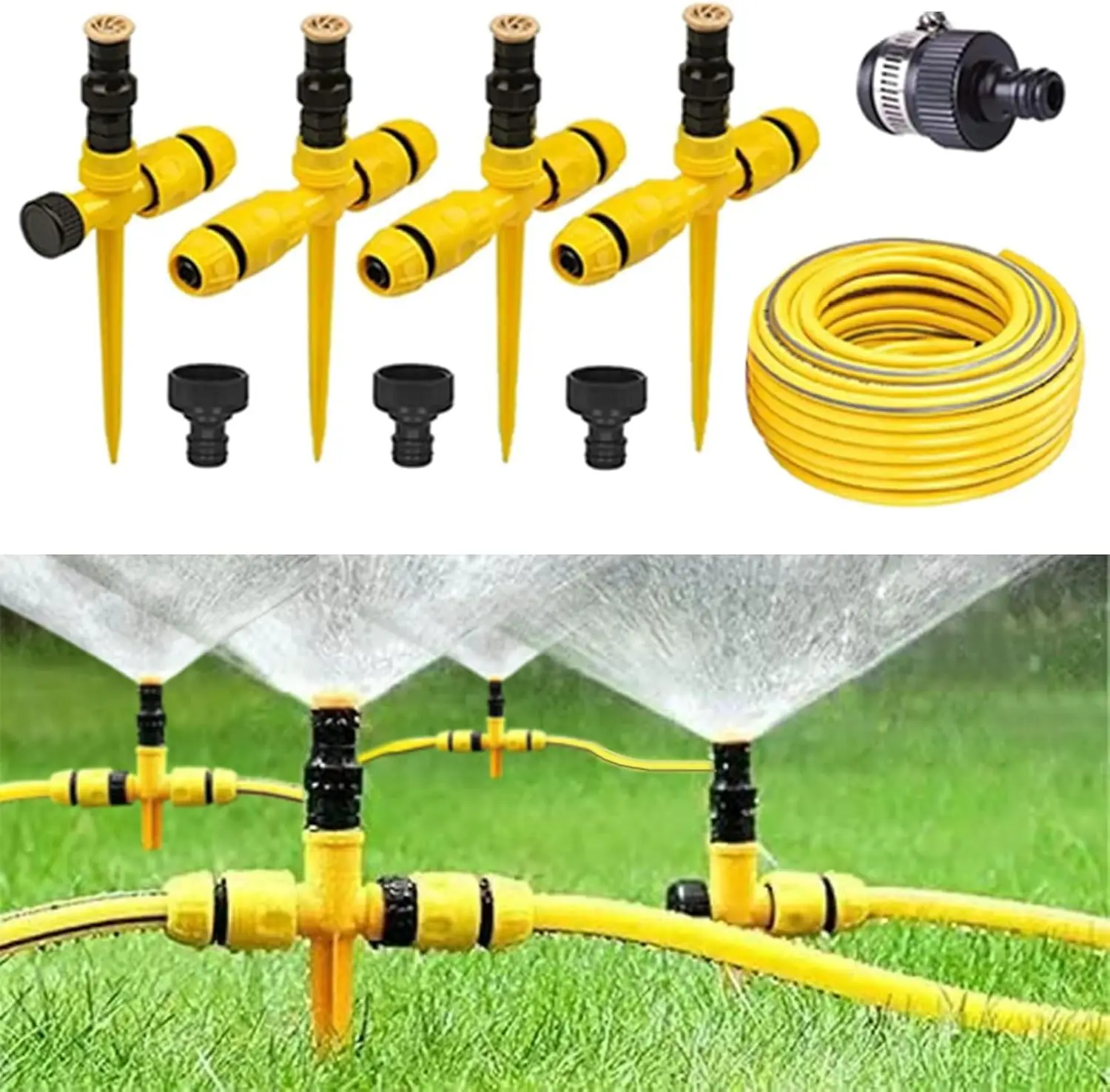 

360° Rotation Auto Irrigation System Garden Lawn Sprinkler Patio, Sprinkler System Kit for Lawns, Adjustable Garden Yard Lawn Wa