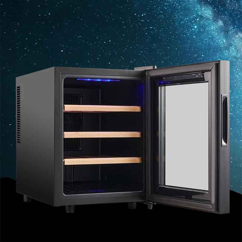 32L Wine Cooler | Beech Wood/Stainless Steel Shelves | Wine Refrigerator  Semiconductor Cooling | Freestanding  Light-Blocking