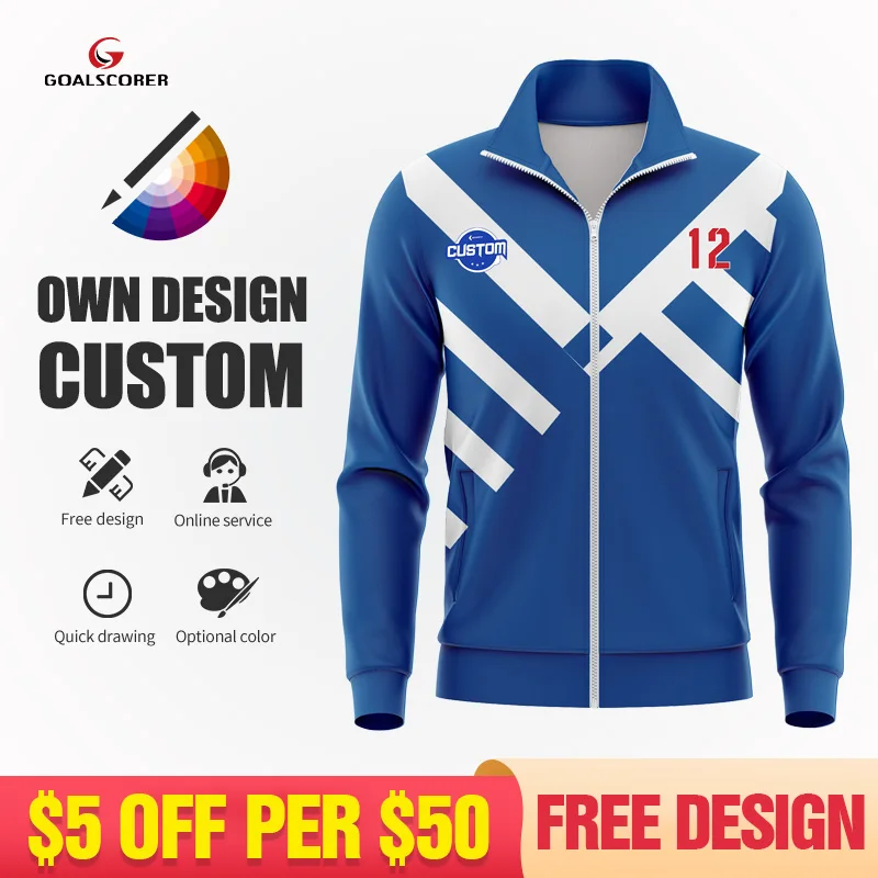 

Custom High Quality Sublimation Design Your Own Logo Football Tracksuits Oversized Full Zip Polyester Soccer Tracksuits For Mens