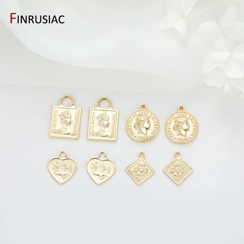 14K Gold Plated Brass Love Heart Charm Coin Pendant Jewelry Makings,DIY Necklaces Earrings Bracelet Making Accessories