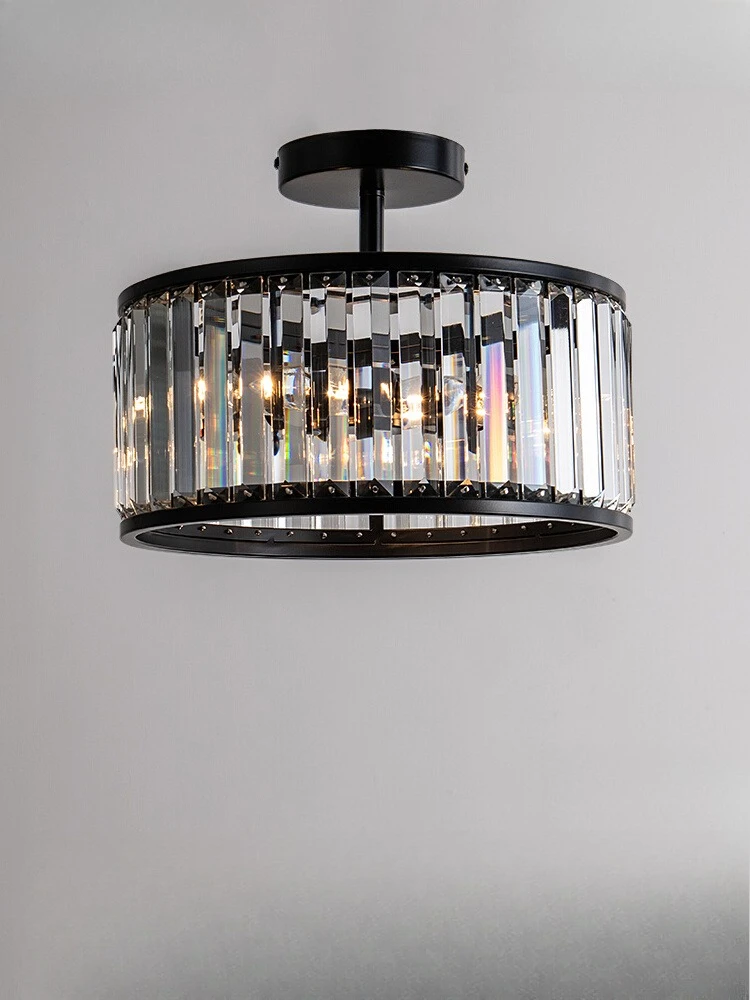 

Потолочный светильник для спальни, простой черный кристалл в американском стиле ретро, лампа для столовой, лампа для кабинета, прохода