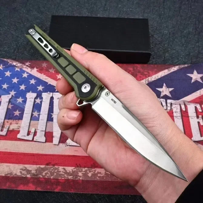 Green Hak Pocket Folding Knife Stonewash M390 Blade Double Color G10 Handle Camping Hunting EDC Survival Tool Tactical Knives