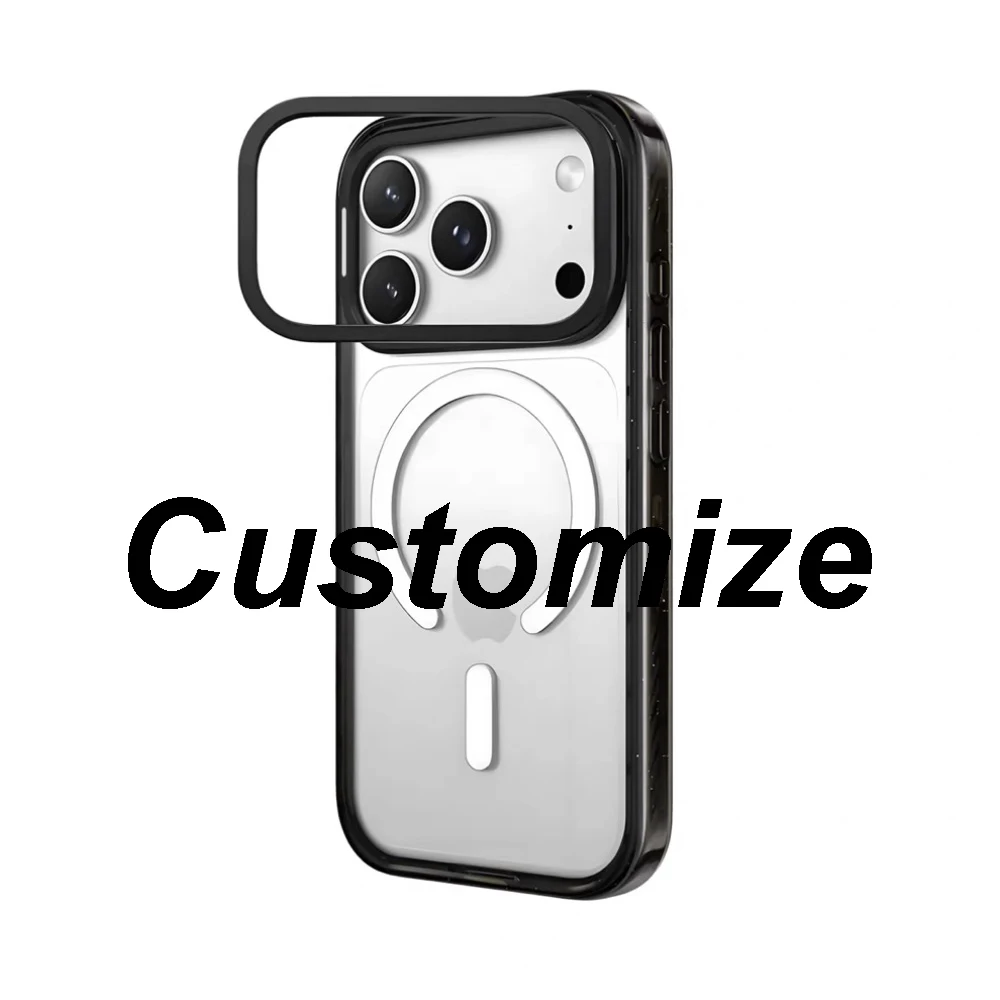 

Camera Ring Stand Impact Bumper Acrylic Border Phone Cover for IPhone 12 13 14 15 16 17 Pro Max Case for IPhone 17Pro