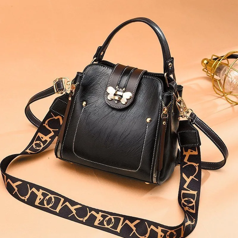 2024 New Women's Small Bag Women's Bucket Bags Broadband Handbag Woven Shoulder Straps Single Shoulder Bag Women's Crossbody Bag