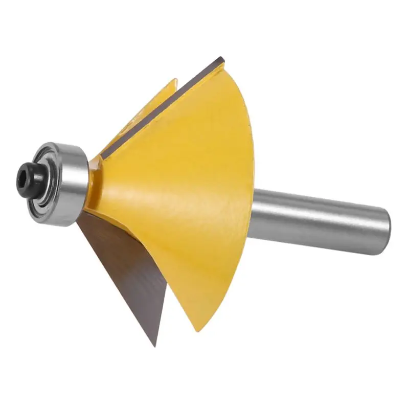 A84X-2Pc 8Mm Shank Large 45 Degree Chamfer&Bevel Edging Router Bit Wood Cutting Tool Woodworking Router Bits