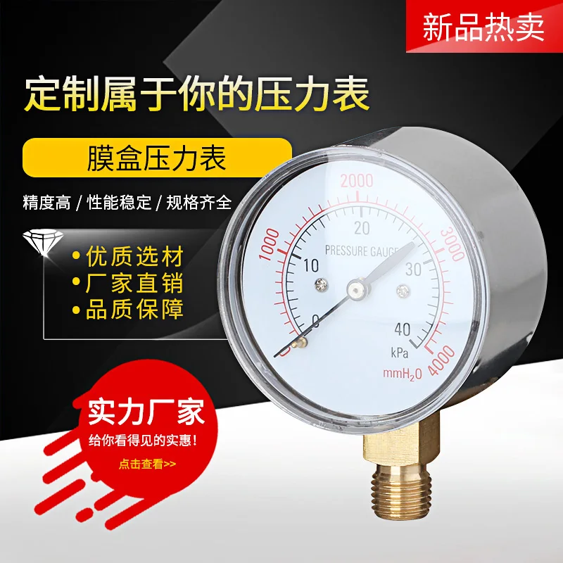 Capsule Pressure Gauge YE60 10KPa40KPa Gas Natural Gas Pressure Vacuum Negative Pressure Micro Pressure Meter