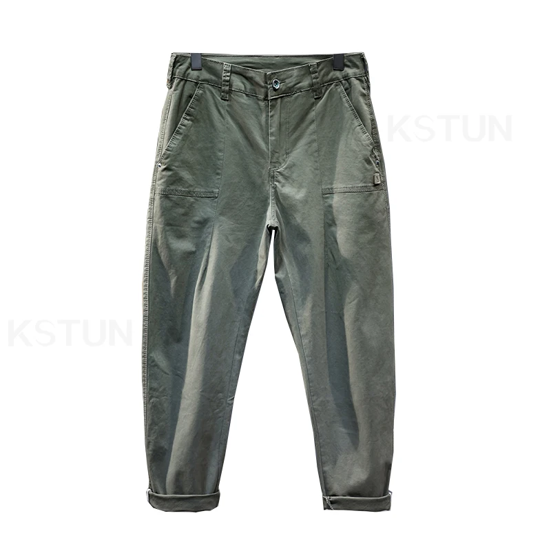 KSTUN Green Casual Pants Men Loose Fit Baggy Harem Pants Tapered Fashion Pockets Men's Clothing High Quality Brand Large Size 40 images - 6