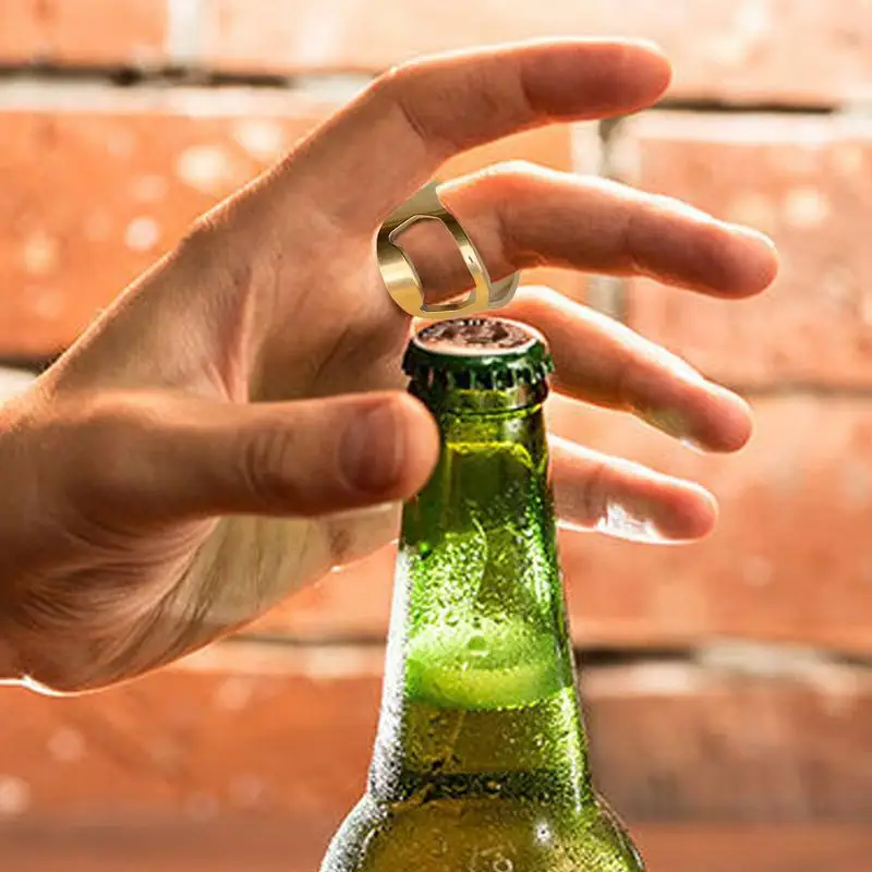 Anillo abridor de botellas para hombre, anillo de joyería, abridor de botellas, herramienta de barra de cerveza, abridor de latas, utensilios de cocina de acero inoxidable, abridor de cerveza