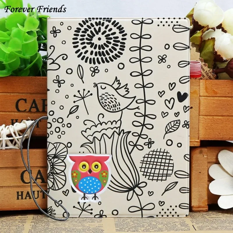 3D Cartoon Owl Passport Holder ID Card Holder  PU Leather Business Card Bag Passport Cover 14*9.6CM