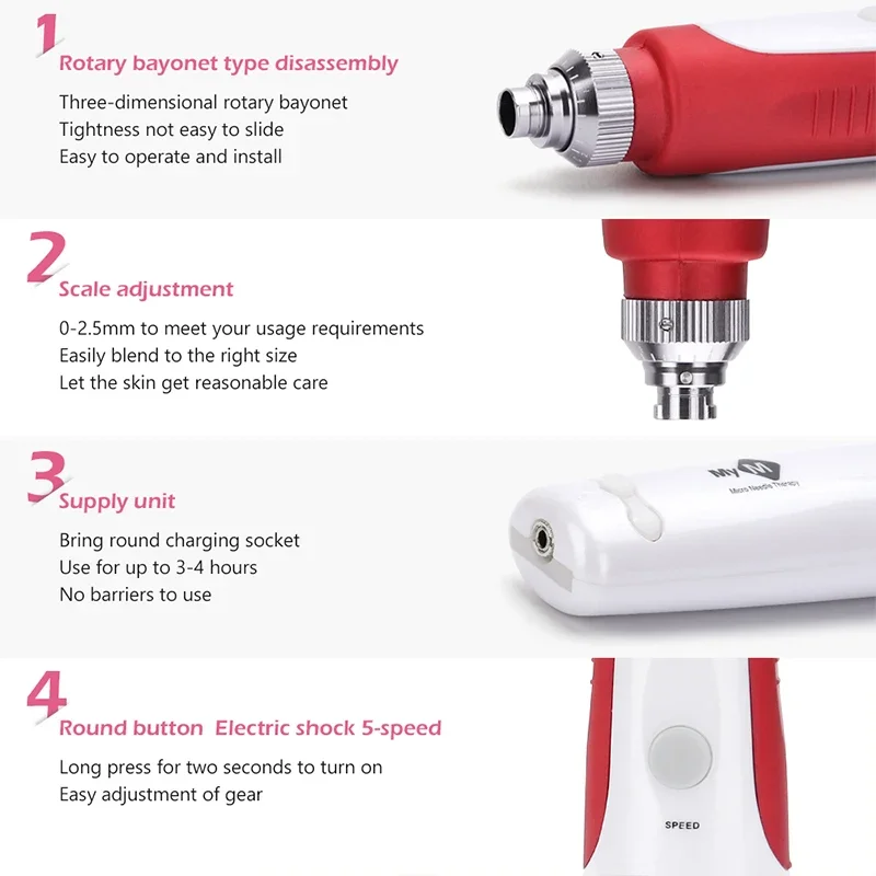 Wireless Microneedle Derma Pen Kit Electric MYM Microneedling Dermapen Therapy Exfoliate Shrink Pores Repair Acne Hydrating Tool