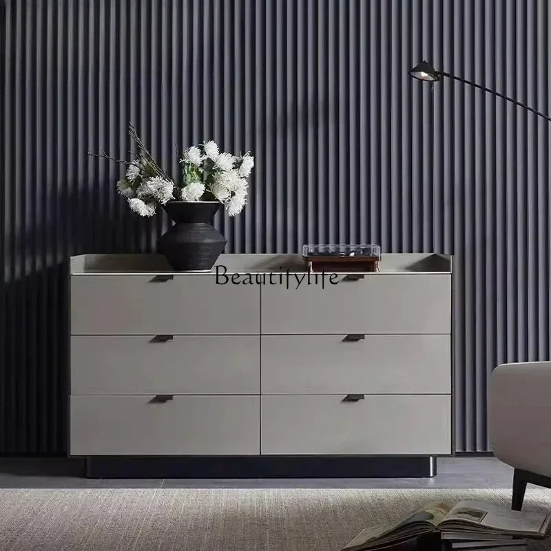 

04ld14Italian minimalist solid wood six-chest cabinet dining side cabinet modern entrance cabinet