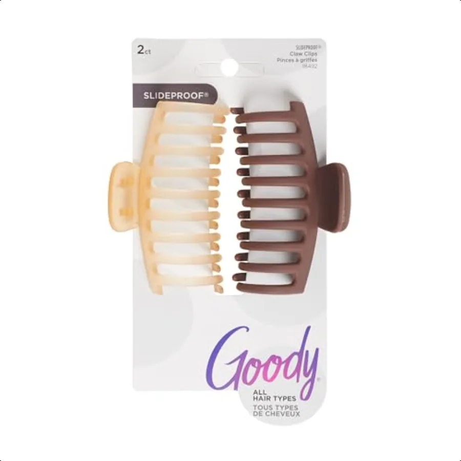 

SlideProof Large Claw Clips 2 Ct Soft Pink Earthy Brown Secure Grip Hair Styling Accories for Women Men All Hair Types