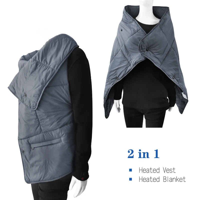 

Portable Lightweight Blanket Far Infrared Electric Multi-Function 2in1 Heated Vest And Blankets Jacket Pad Wear